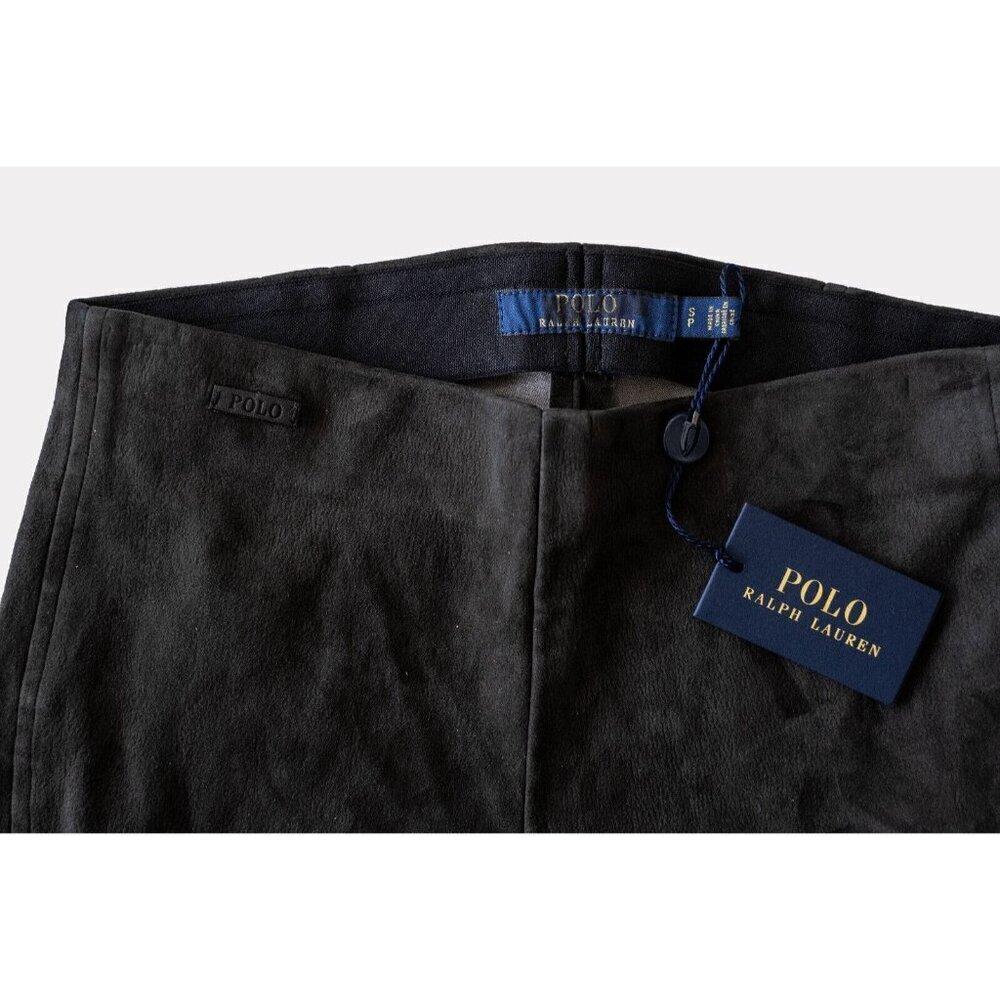NWT Polo Ralph Lauren Lambskin Suede Zip Legging Pants Dark Gray Womens $998 - S - Picture 9 of 14